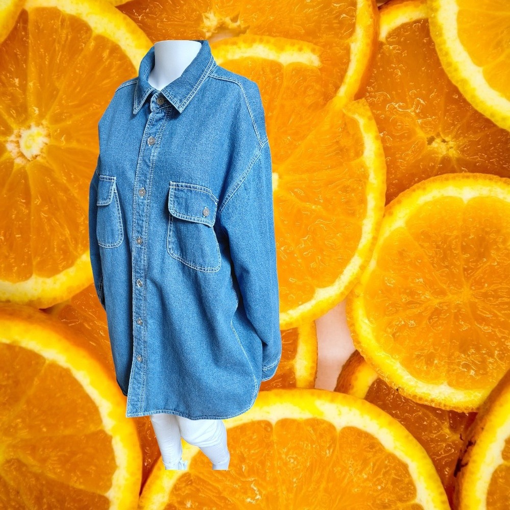 Levi Strauss Co Denim Shirt Jacket Blanket Lined Blue Cotton Mens Size L